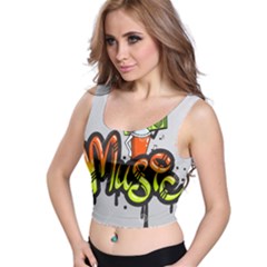 Graffiti Word Character Print Spray Can Element Player Music Notes Drippy Font Text Sample Grunge Ve Crop Top