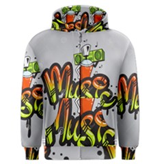 Graffiti Word Character Print Spray Can Element Player Music Notes Drippy Font Text Sample Grunge Ve Men s Zipper Hoodie by Foxymomma