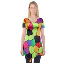 Stained Glass Abstract Background Short Sleeve Tunic 