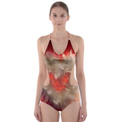 Arts Fire Valentines Day Heart Love Flames Heart Cut-out One Piece Swimsuit by Nexatart