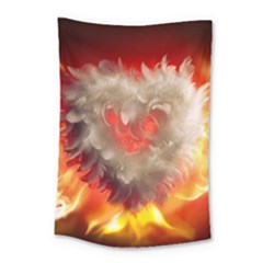 Arts Fire Valentines Day Heart Love Flames Heart Small Tapestry by Nexatart