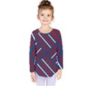 Geometric Background Stripes Red White Kids  Long Sleeve Tee View1