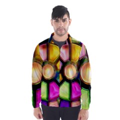 Glass Colorful Stained Glass Wind Breaker (men) by Nexatart