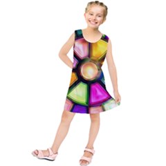 Glass Colorful Stained Glass Kids  Tunic Dress by Nexatart