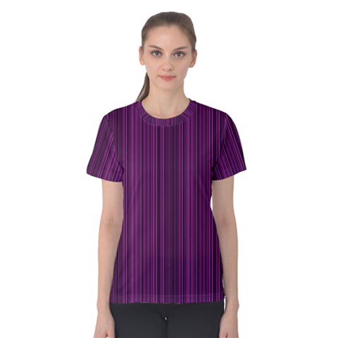 Deep Purple Lines Women s Cotton Tee by Valentinaart