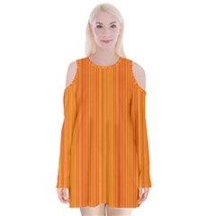 Orange Pattern Velvet Long Sleeve Shoulder Cutout Dress by Valentinaart