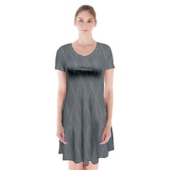 Gray Pattern Short Sleeve V-neck Flare Dress by Valentinaart