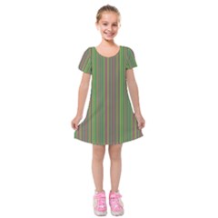 Green Lines Kids  Short Sleeve Velvet Dress by Valentinaart