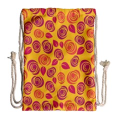 Orange Roses Drawstring Bag (large) by Valentinaart