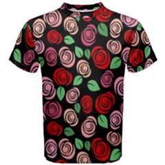 Red And Pink Roses Men s Cotton Tee by Valentinaart