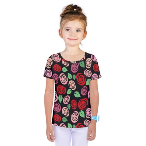 Red And Pink Roses Kids  One Piece Tee by Valentinaart