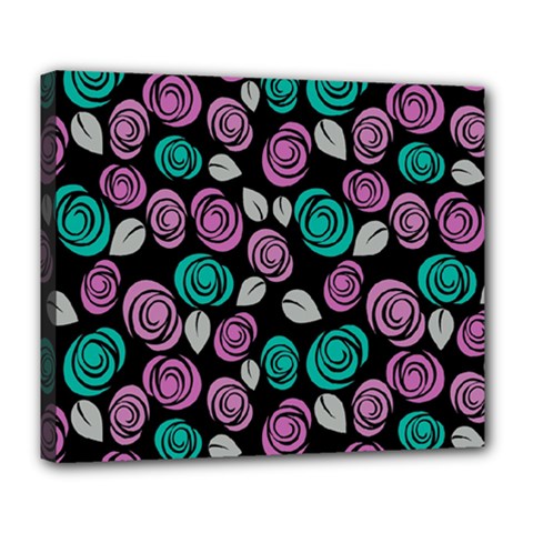 Roses Pattern Deluxe Canvas 24  X 20   by Valentinaart