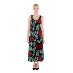Decorative Floral Pattern Sleeveless Maxi Dress by Valentinaart