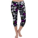 Purple roses pattern Capri Yoga Leggings View1