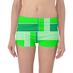 Green Shades Geometric Quad Boyleg Bikini Bottoms by Nexatart