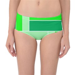 Green Shades Geometric Quad Mid-waist Bikini Bottoms by Nexatart