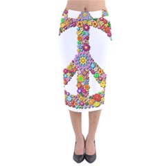 Groovy Flower Clip Art Velvet Midi Pencil Skirt