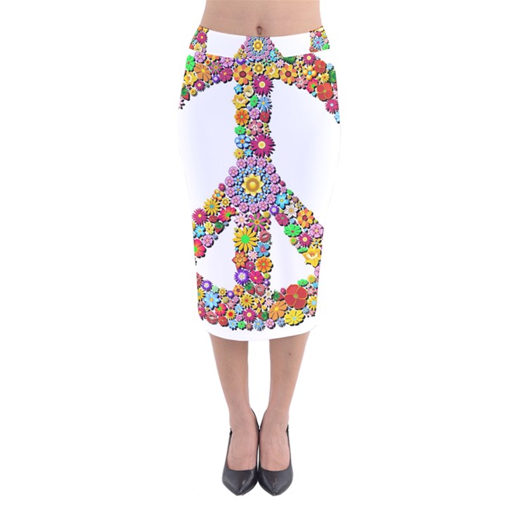 Groovy Flower Clip Art Velvet Midi Pencil Skirt