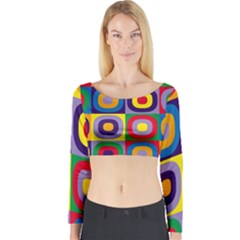 Kandinsky Circles Long Sleeve Crop Top