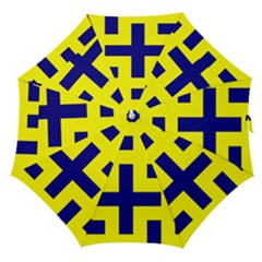 Pattern Blue Yellow Crosses Plus Style Bright Straight Umbrellas by Nexatart