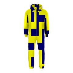 Pattern Blue Yellow Crosses Plus Style Bright Hooded Jumpsuit (kids)