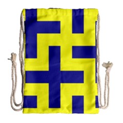 Pattern Blue Yellow Crosses Plus Style Bright Drawstring Bag (large) by Nexatart