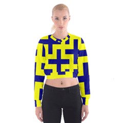 Pattern Blue Yellow Crosses Plus Style Bright Women s Cropped Sweatshirt by Nexatart