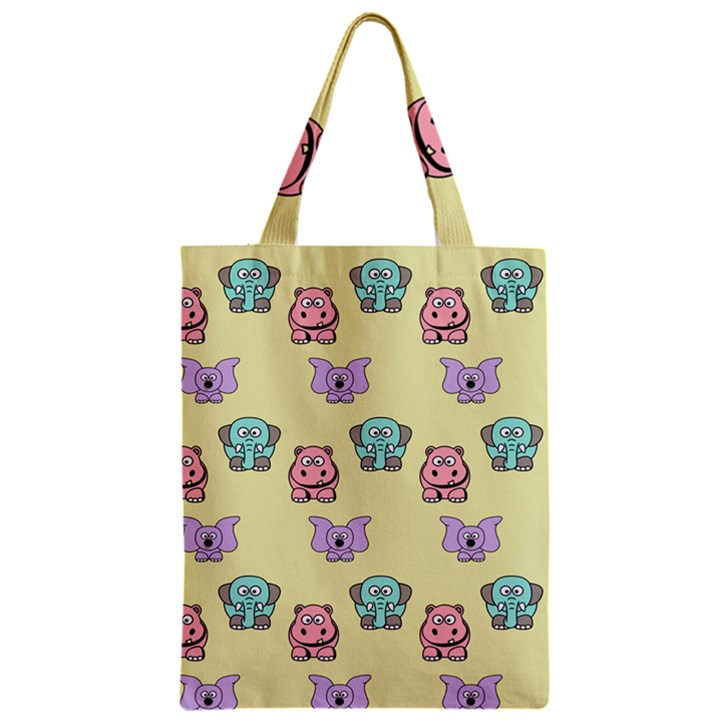 Animals Pastel Children Colorful Zipper Classic Tote Bag