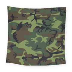 Camouflage Green Brown Black Square Tapestry (large) by Nexatart