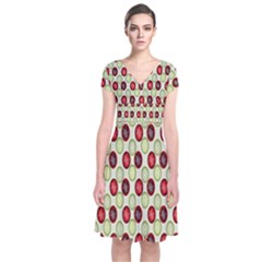 Christmas Pattern Short Sleeve Front Wrap Dress