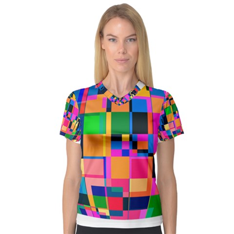 Color Focusing Screen Vault Arched Women s V-neck Sport Mesh Tee by Nexatart