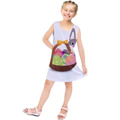 Easter Bunny Eggs Nest Basket Kids  Tunic Dress by Nexatart