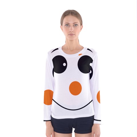 Happy Face With Orange Nose Vector File Women s Long Sleeve Tee by Nexatart