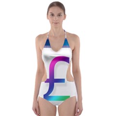 Icon Pound Money Currency Symbols Cut-out One Piece Swimsuit