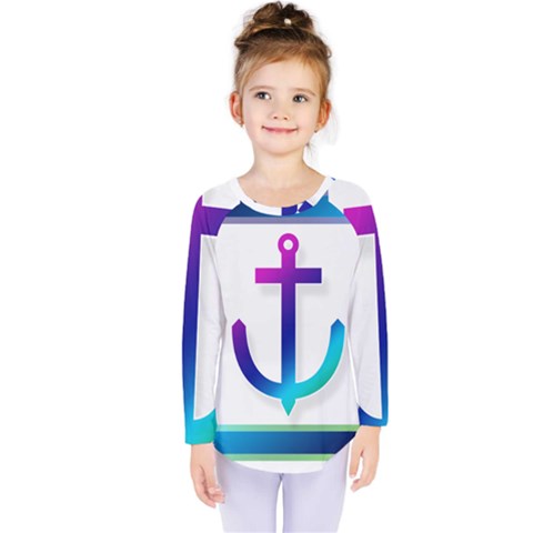 Icon Anchor Containing Fixing Kids  Long Sleeve Tee by Nexatart