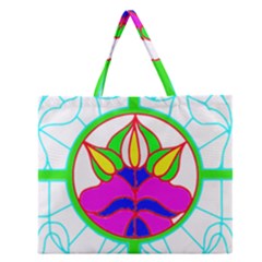 Pattern Template Stained Glass Zipper Large Tote Bag