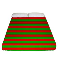 Pattern Lines Red Green Fitted Sheet (king Size) by Nexatart