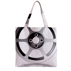 Car Wheel Chrome Rim Zipper Grocery Tote Bag by Nexatart