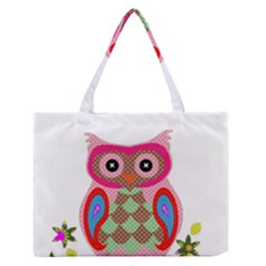 Owl Colorful Patchwork Art Medium Zipper Tote Bag by Nexatart