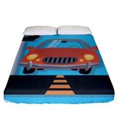 Semaphore Car Road City Traffic Fitted Sheet (queen Size) by Nexatart