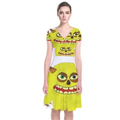 Monster Troll Halloween Shudder Short Sleeve Front Wrap Dress by Nexatart