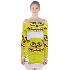 Monster Troll Halloween Shudder Long Sleeve Off Shoulder Dress by Nexatart