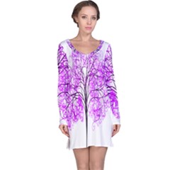 Purple Tree Long Sleeve Nightdress by Nexatart