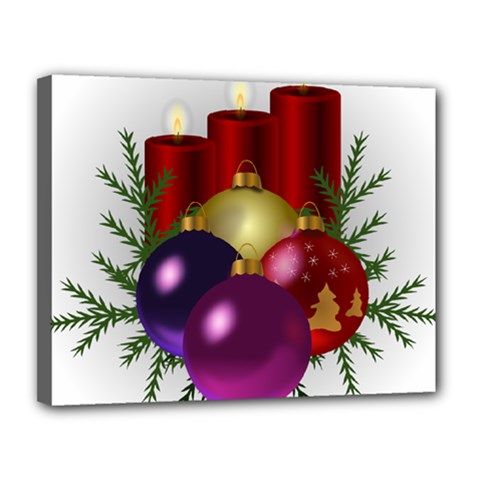 Candles Christmas Tree Decorations Canvas 14  X 11 