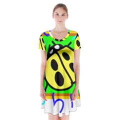 Insect Ladybug Short Sleeve V-neck Flare Dress by Nexatart