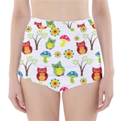 Cute Owl Wallpaper Pattern High-waisted Bikini Bottoms