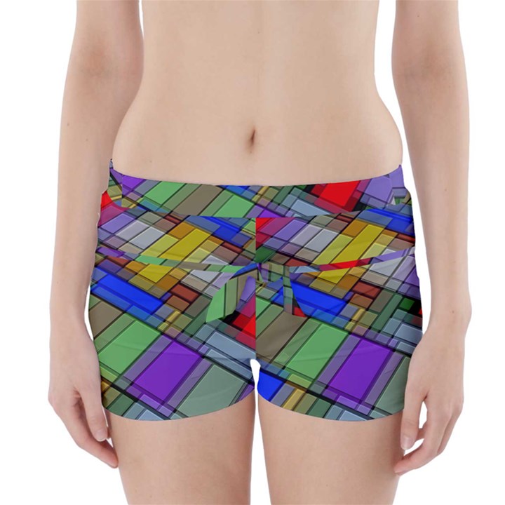Abstract Background Pattern Boyleg Bikini Wrap Bottoms