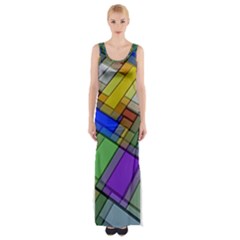 Abstract Background Pattern Maxi Thigh Split Dress