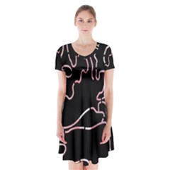 Abstract Glare Visual Art Short Sleeve V-neck Flare Dress by Nexatart
