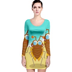 Animal Nature Cartoon Bug Insect Long Sleeve Velvet Bodycon Dress by Nexatart